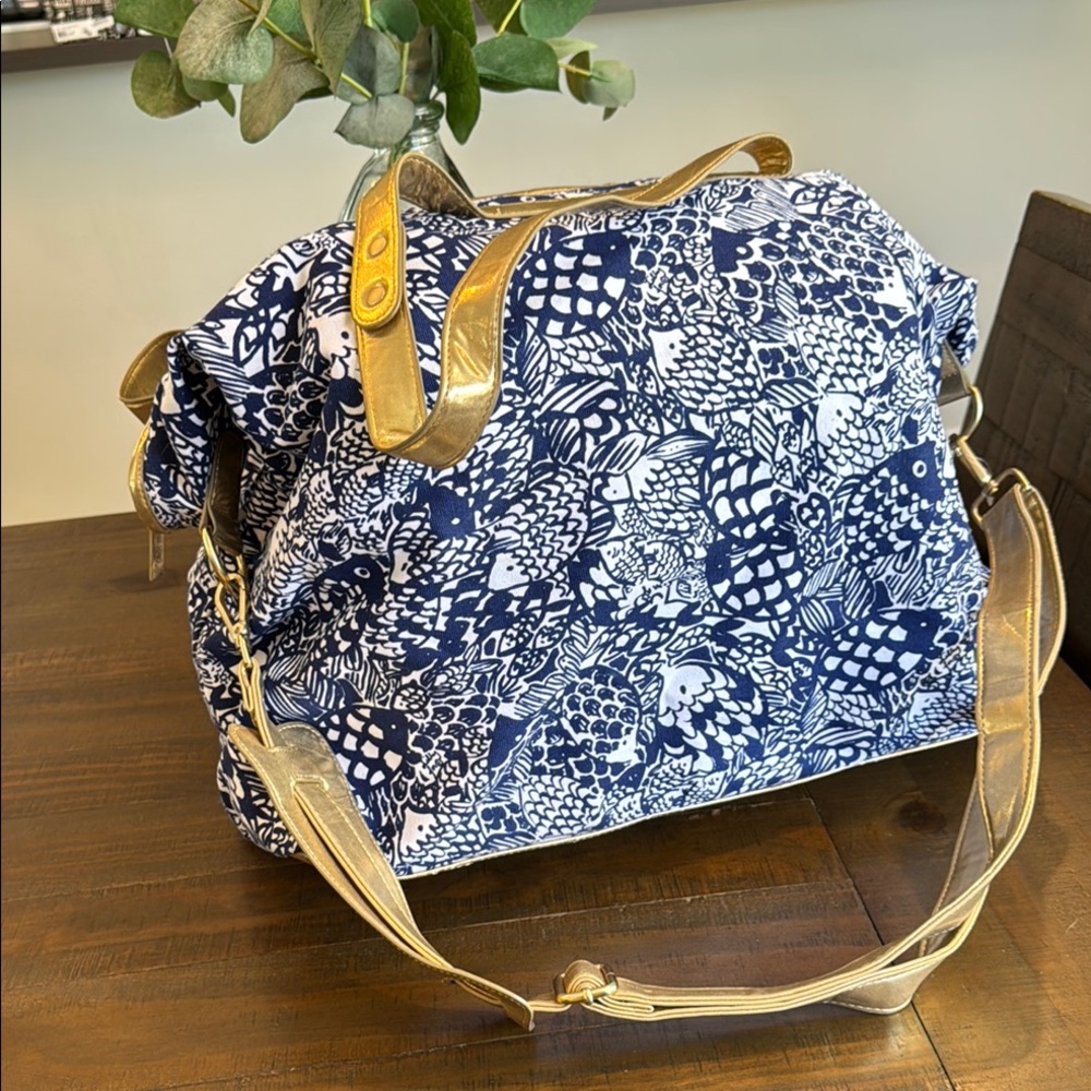 Lilly Pulitzer for Target Stylish Blue and Gold Women's Tote Bag